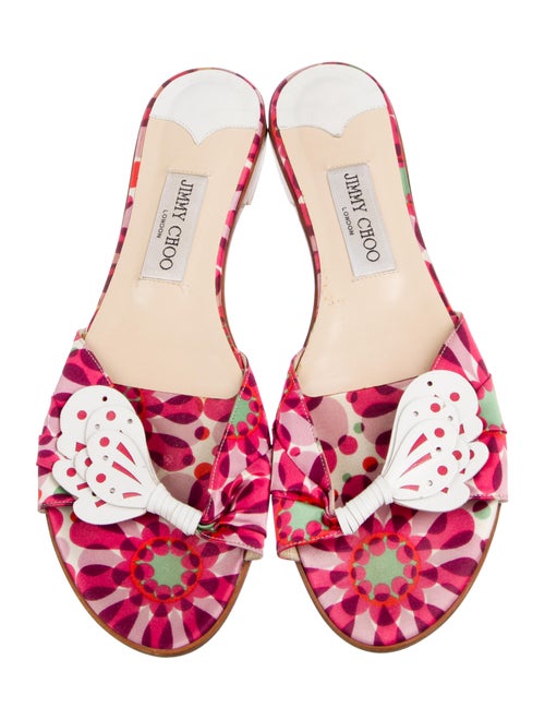 Jimmy Choo Satin Floral Print Slides