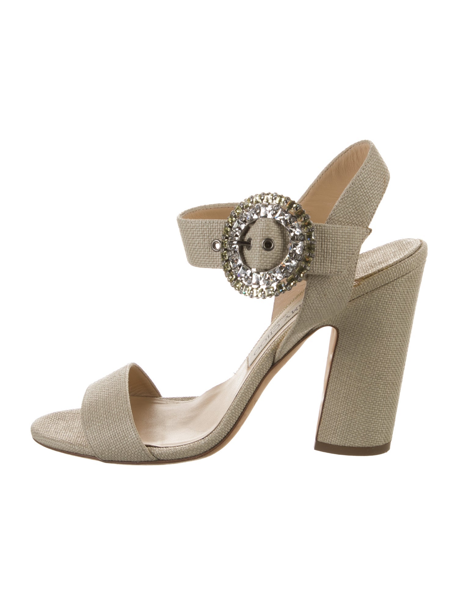 Jimmy Choo Canvas Crystal Embellishments Sandals