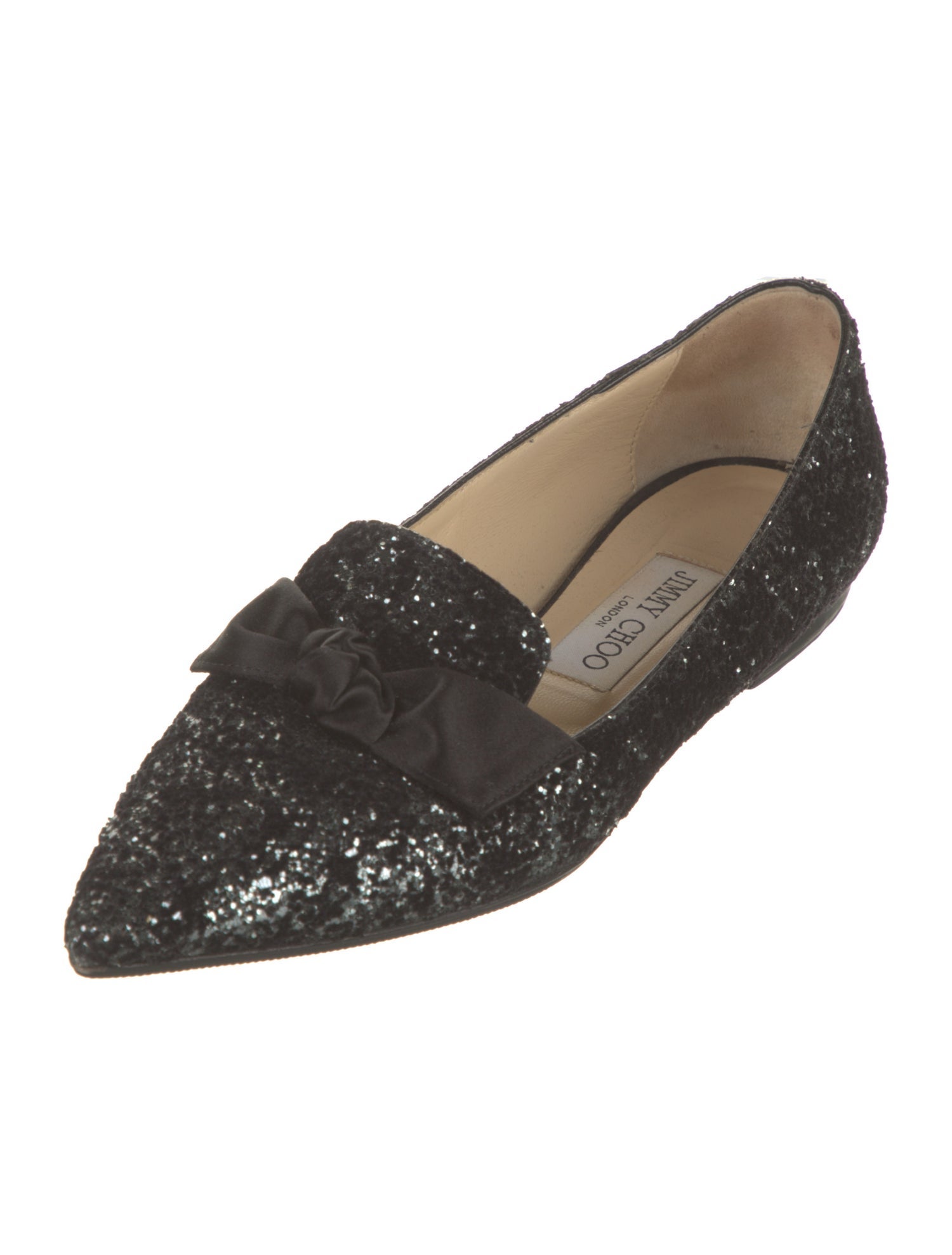 Jimmy Choo Glitter Bow Accents Ballet Flats