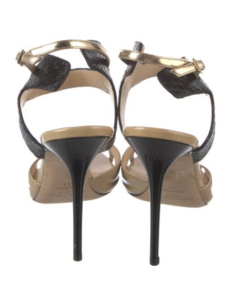 Jimmy Choo Patent Leather Colorblock Pattern Slingback Sandals