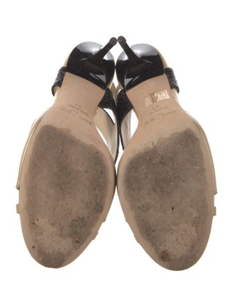 Jimmy Choo Patent Leather Colorblock Pattern Slingback Sandals