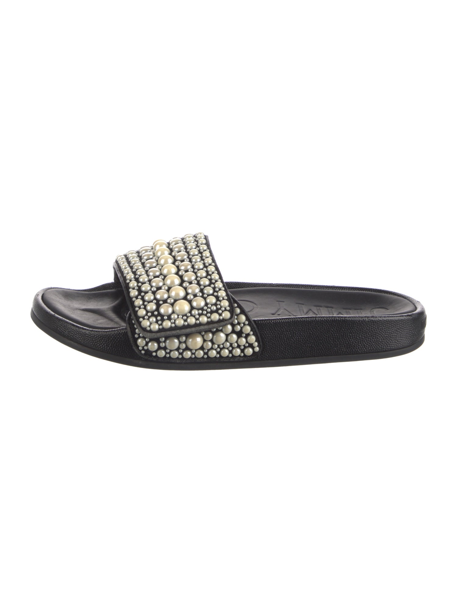 Jimmy Choo Faux Pearl Accents Leather Slides