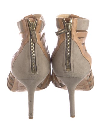 Jimmy Choo Leather Colorblock Pattern T-Strap Pumps