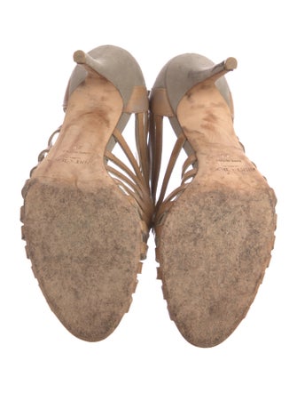 Jimmy Choo Leather Colorblock Pattern T-Strap Pumps