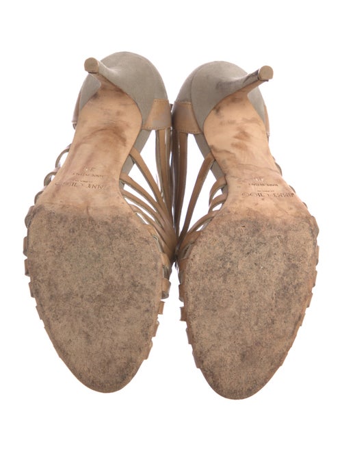 Jimmy Choo Leather Colorblock Pattern T-Strap Pumps