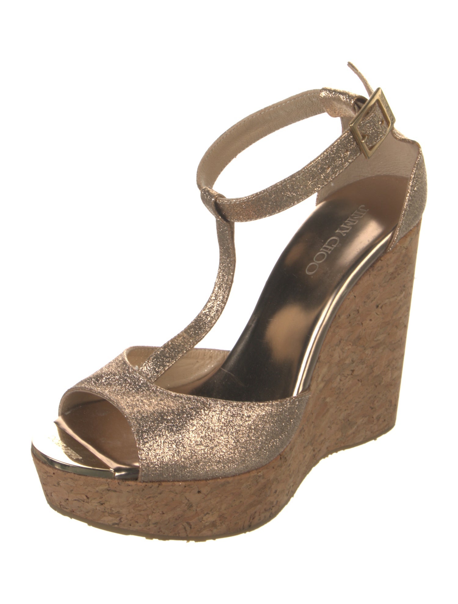 Jimmy Choo Glitter Glitter Accents T-Strap Sandals