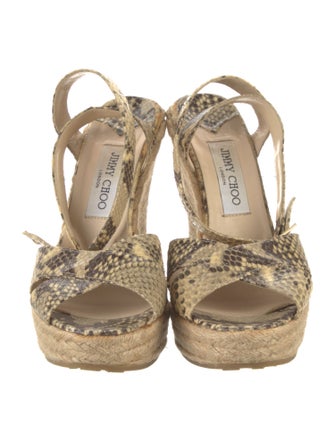 Jimmy Choo Embossed Leather Animal Print Espadrilles