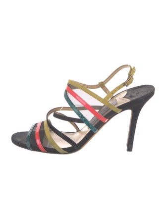 Jimmy Choo Mesh Colorblock Pattern Slingback Sandals