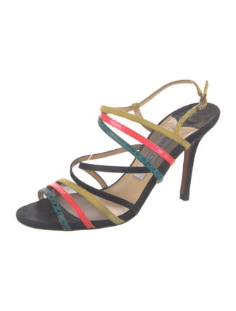 Jimmy Choo Mesh Colorblock Pattern Slingback Sandals