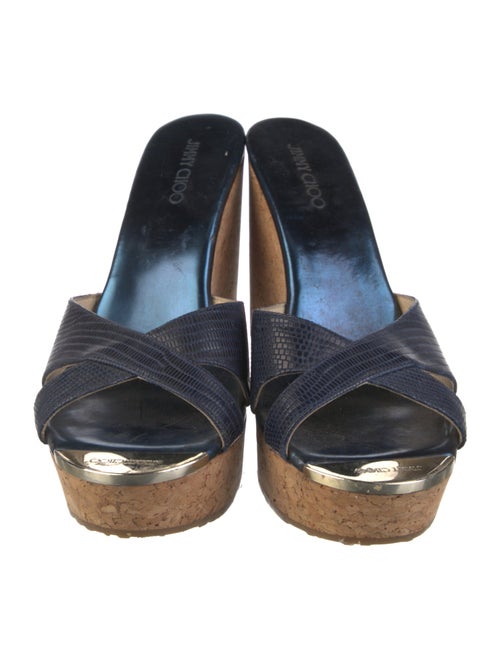 Jimmy Choo Embossed Leather Colorblock Pattern Slides