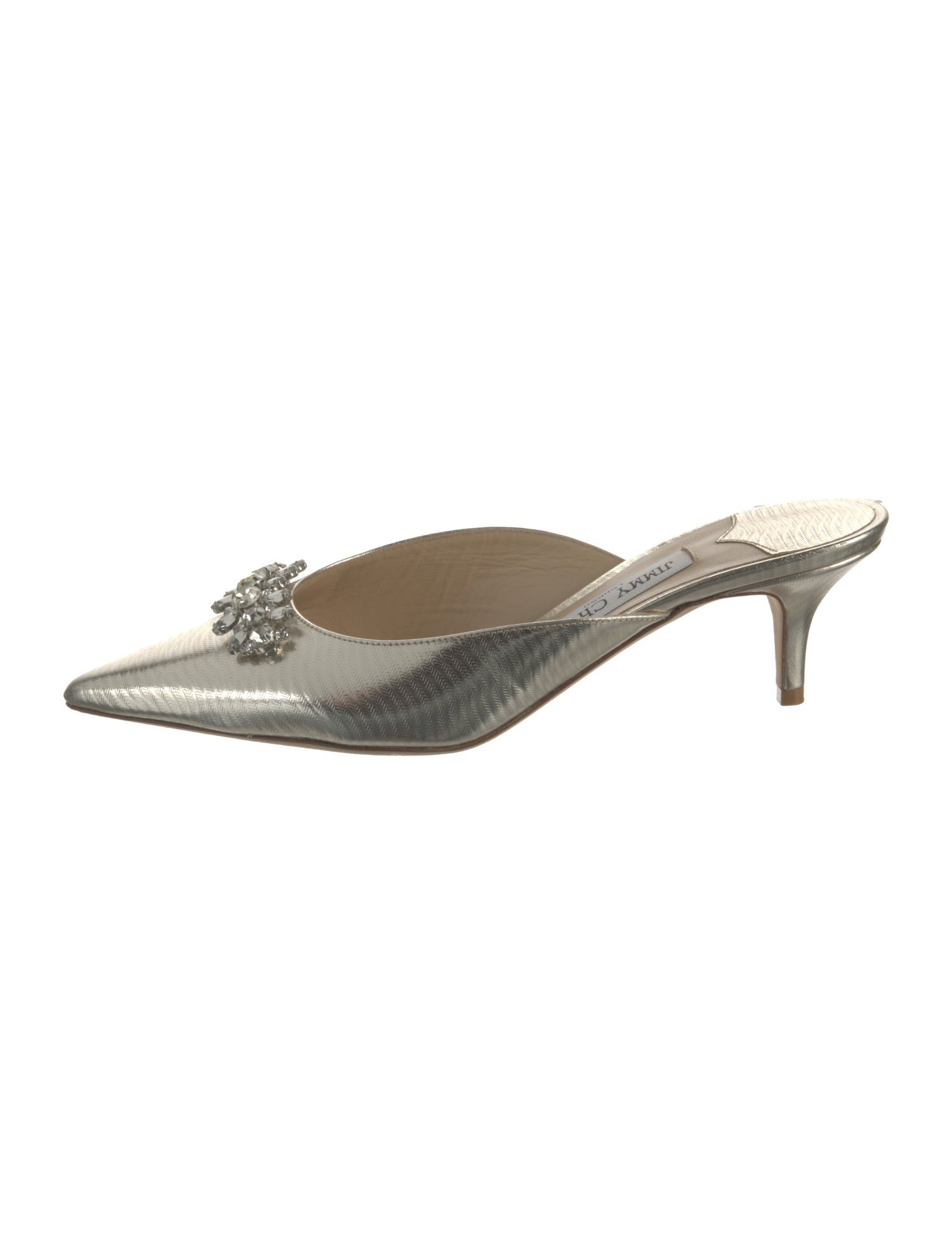 Jimmy Choo Leather Crystal Embellishments Mules