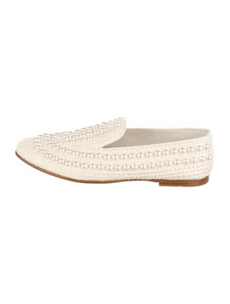 Jimmy Choo Satin Beaded Accents Loafers