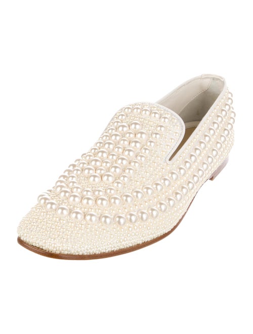 Jimmy Choo Satin Beaded Accents Loafers