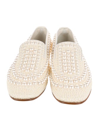 Jimmy Choo Satin Beaded Accents Loafers