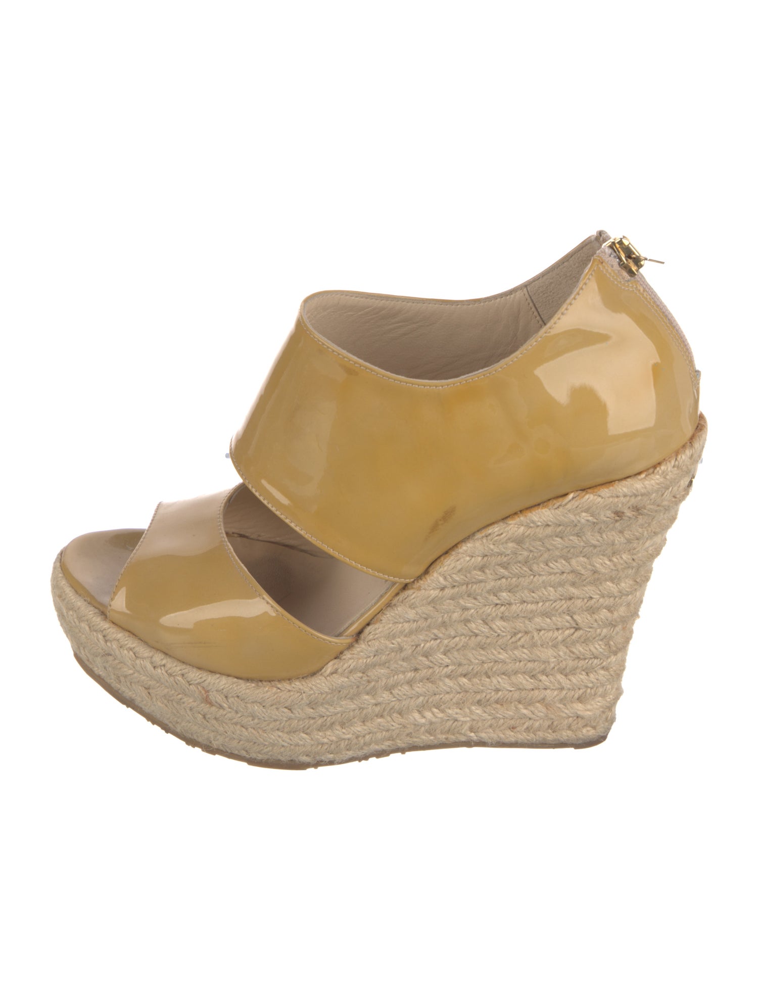 Jimmy Choo Patent Leather Braided Accents Espadrilles