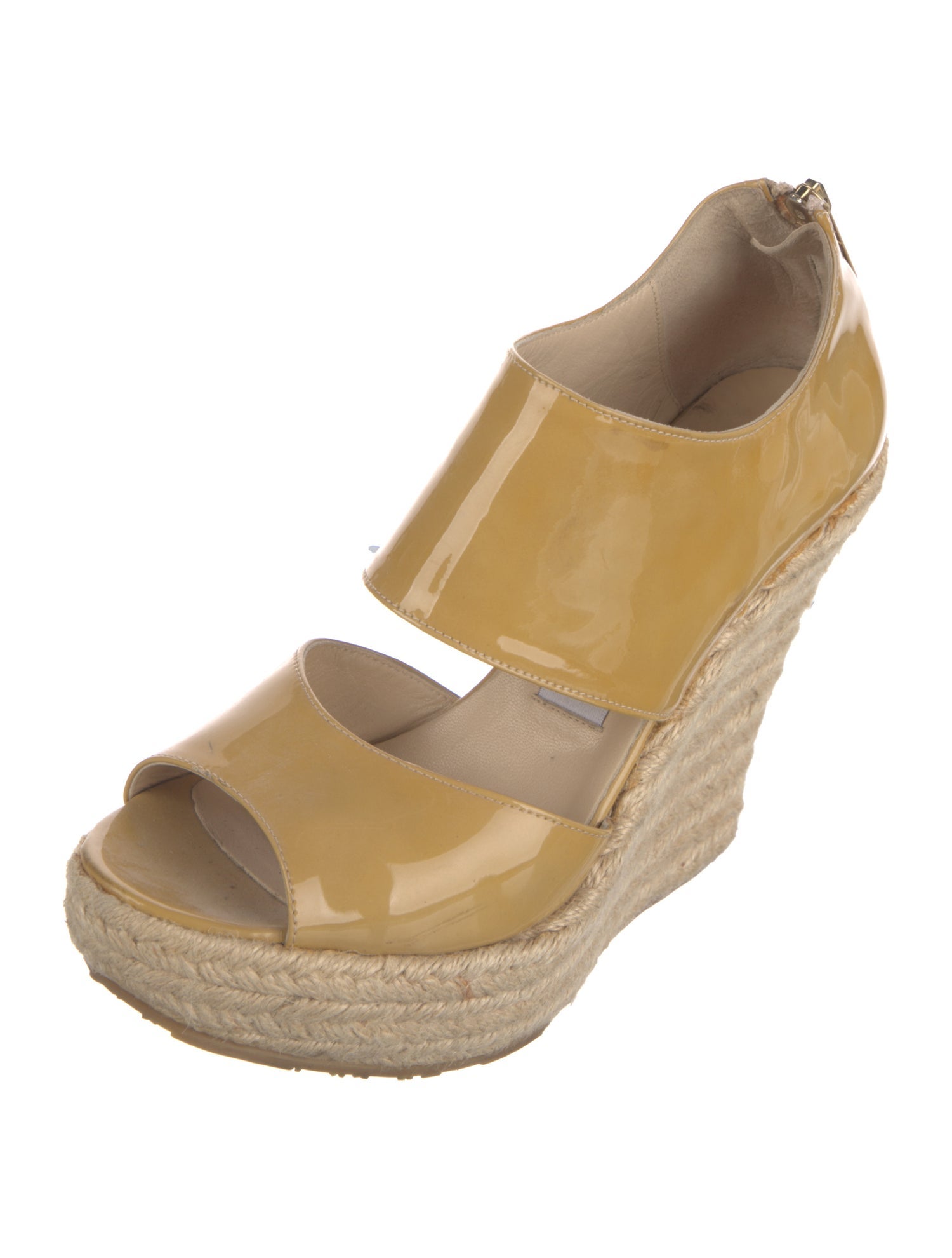 Jimmy Choo Patent Leather Braided Accents Espadrilles