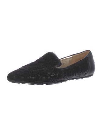 Jimmy Choo Leather Embroidered Accent Moccasins
