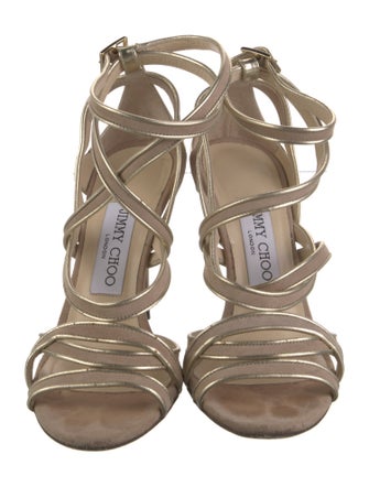 Jimmy Choo Suede Leather Trim Embellishment Gladiator Sandals
