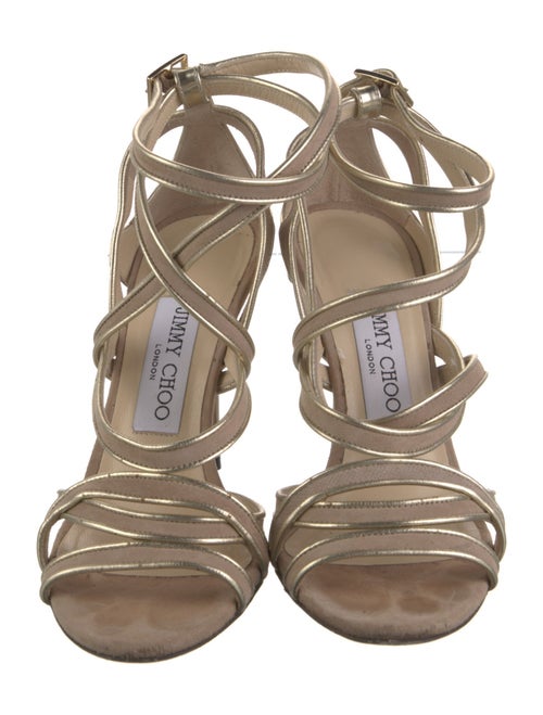 Jimmy Choo Suede Leather Trim Embellishment Gladiator Sandals