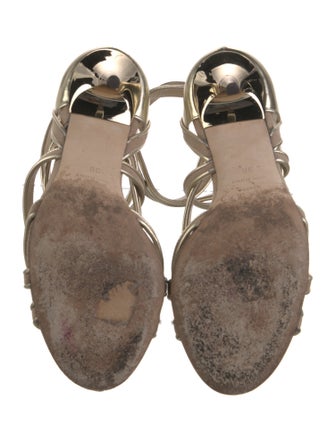 Jimmy Choo Suede Leather Trim Embellishment Gladiator Sandals