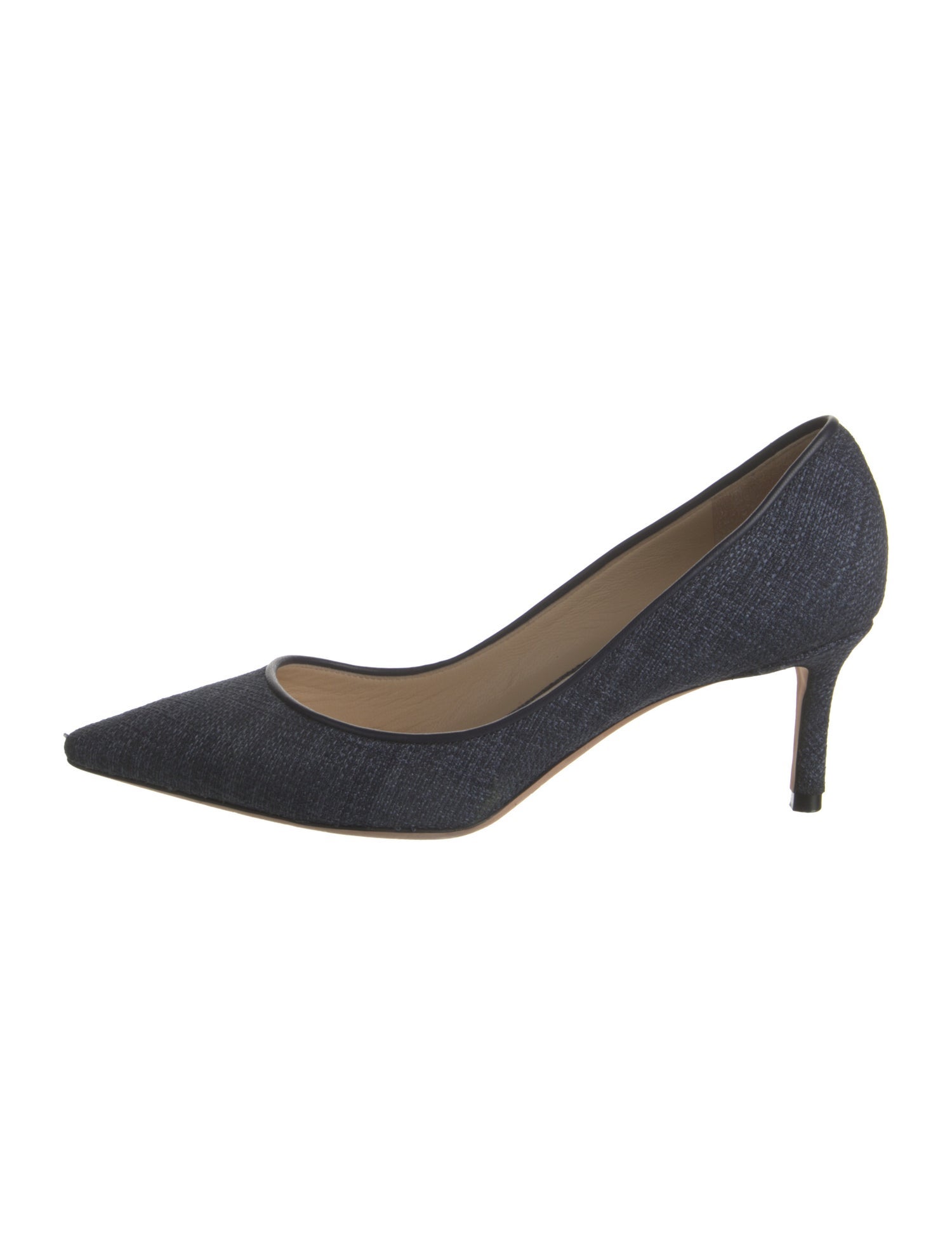Jimmy Choo Denim Leather Trim Embellishment Pumps