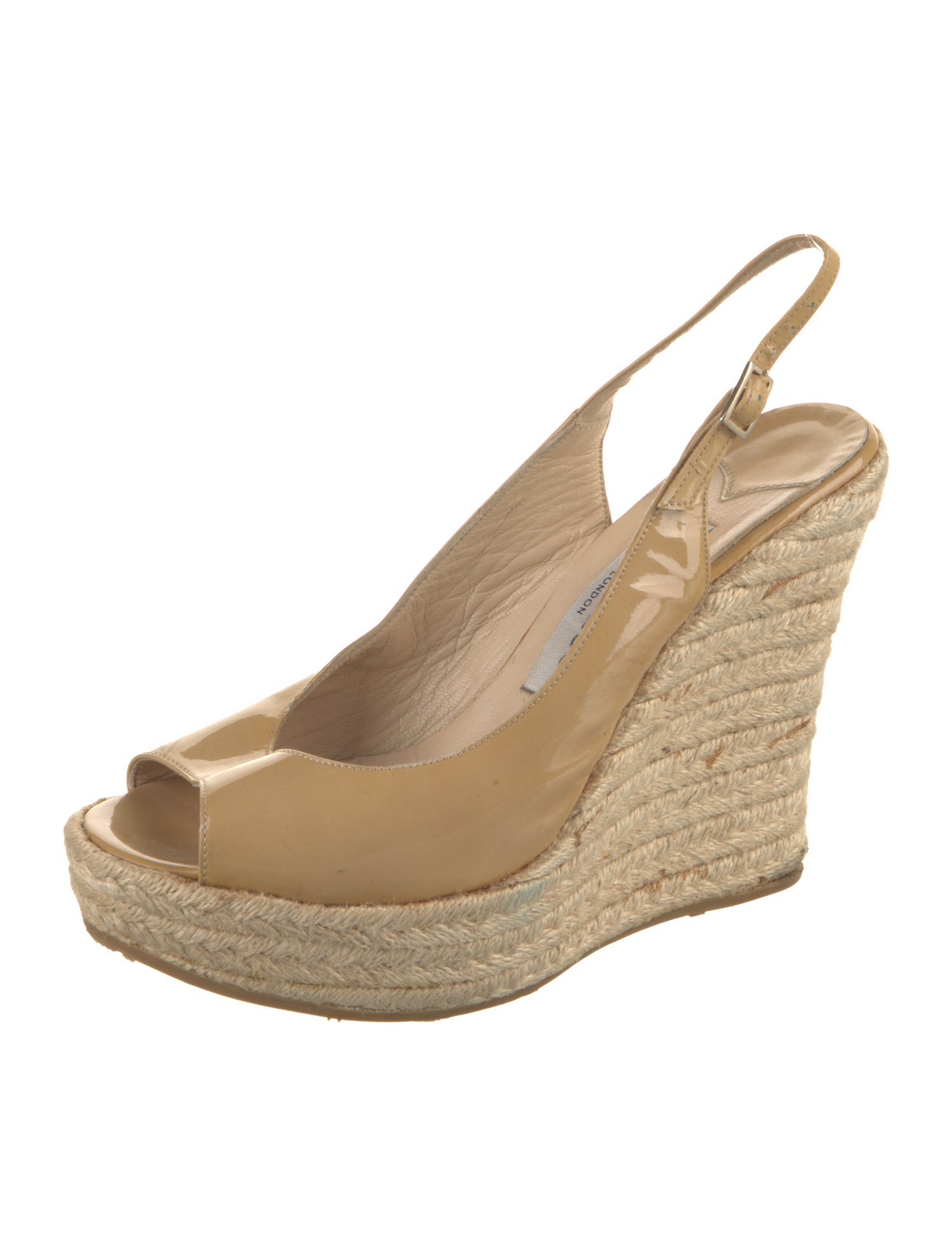 Jimmy Choo Patent Leather Braided Accents Espadrilles