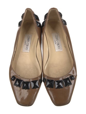 Jimmy Choo Patent Leather Studded Accents Ballet Flats