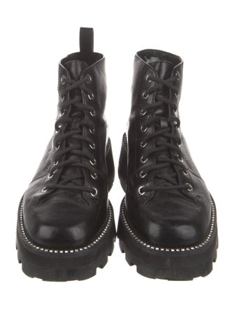 Jimmy Choo Leather Crystal Embellishments Combat Boots