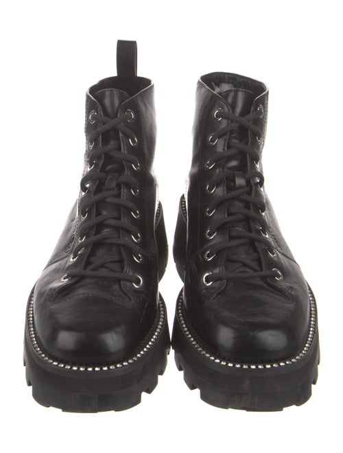 Jimmy Choo Leather Crystal Embellishments Combat Boots