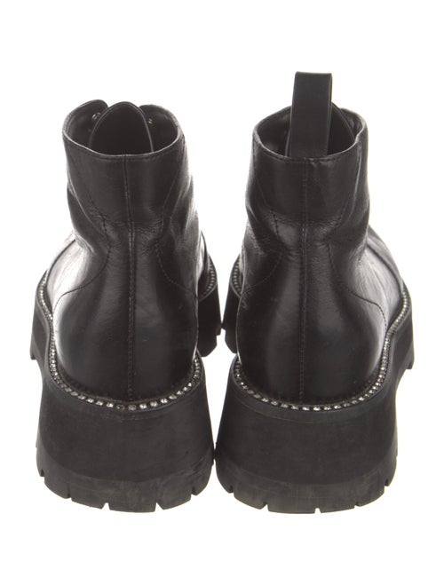 Jimmy Choo Leather Crystal Embellishments Combat Boots