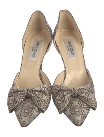 Jimmy Choo Printed Bow Accents D'Orsay Pumps