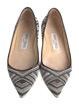 Jimmy Choo Printed Leather Trim Embellishment Ballet Flats