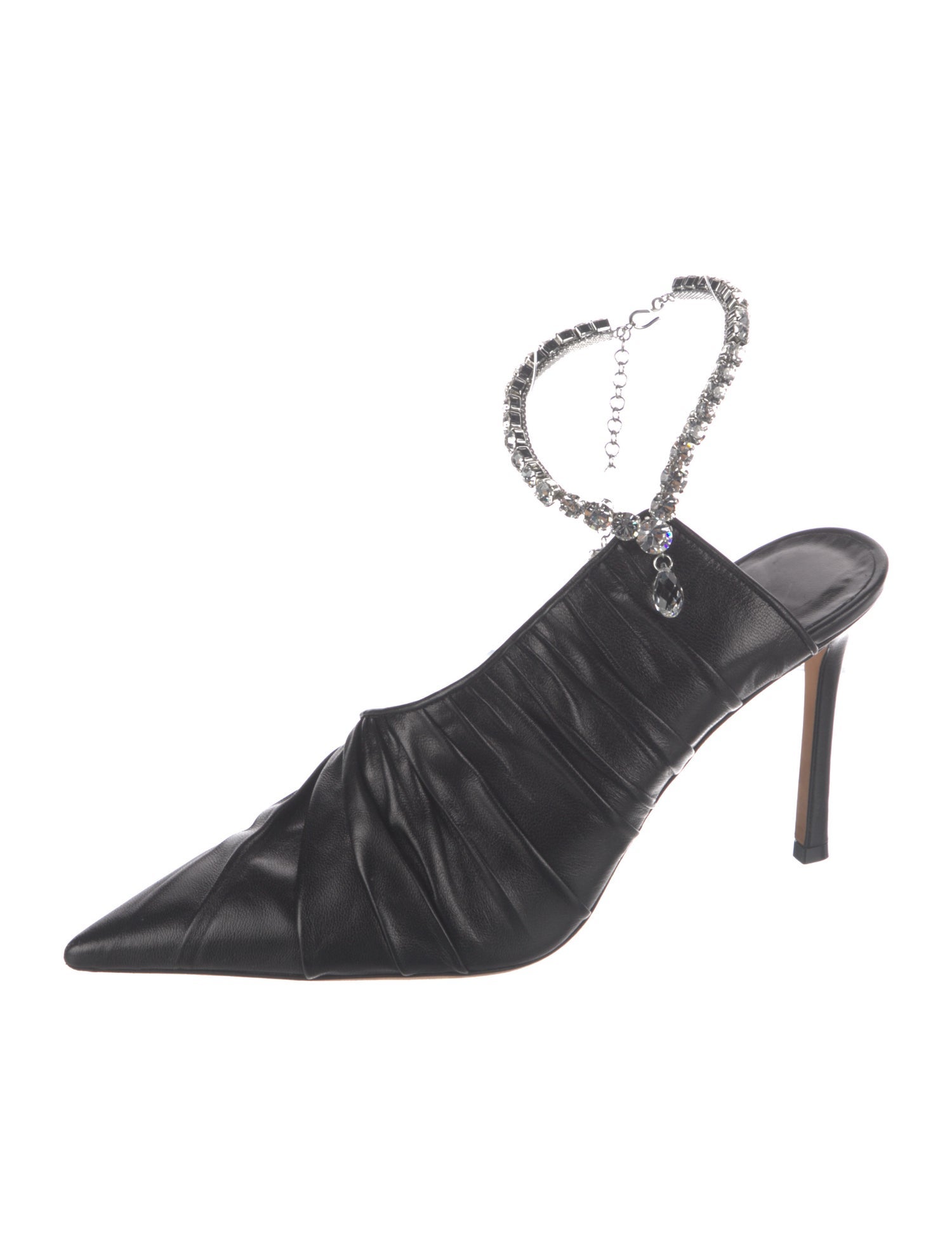 Jimmy Choo Leather Crystal Embellishments Mules