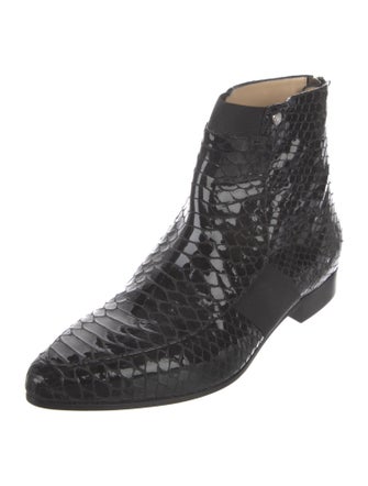 Jimmy Choo Patent Leather Animal Print Combat Boots