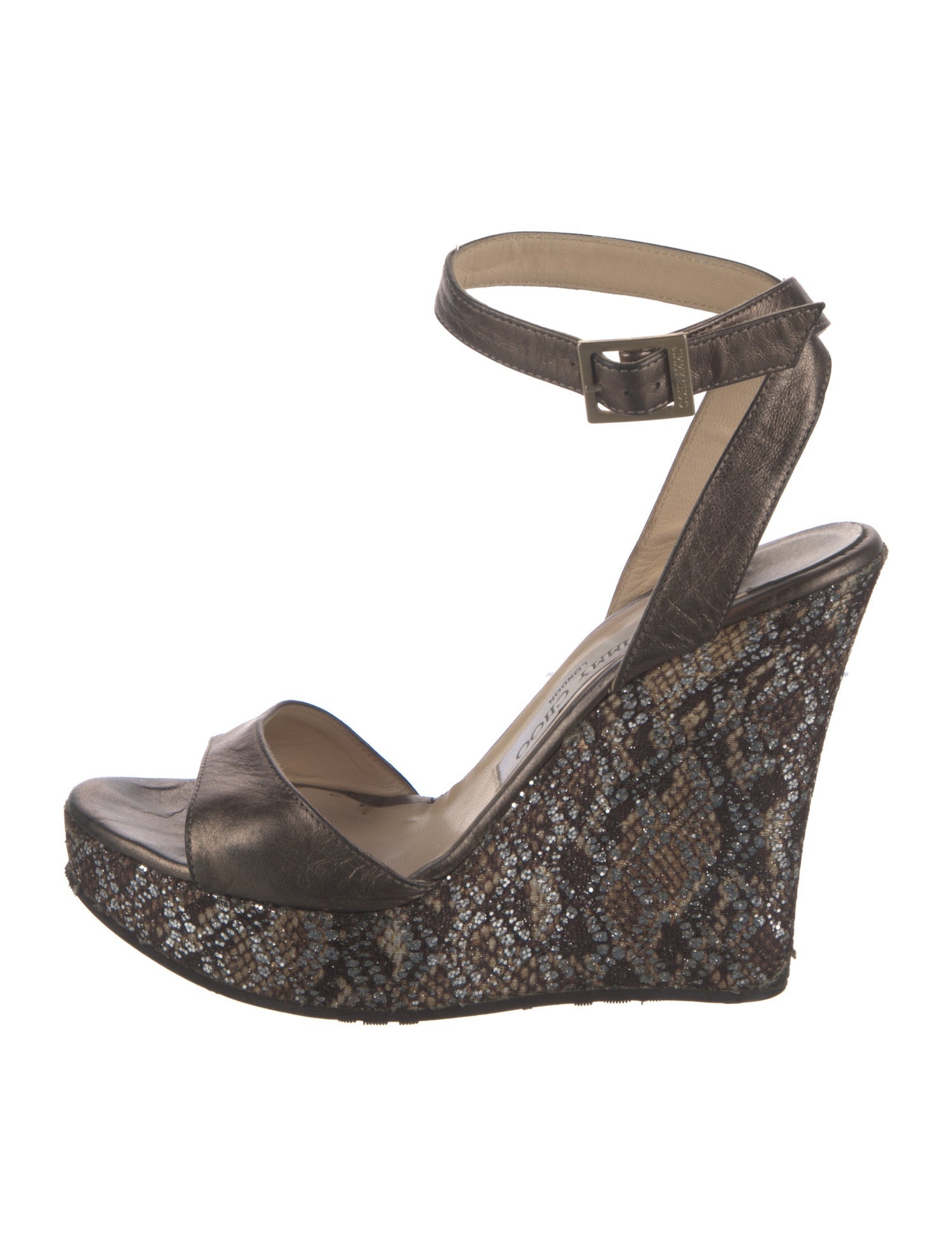 Jimmy Choo Leather Glitter Accents Espadrilles