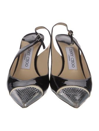 Jimmy Choo Patent Leather Colorblock Pattern Slingback Sandals