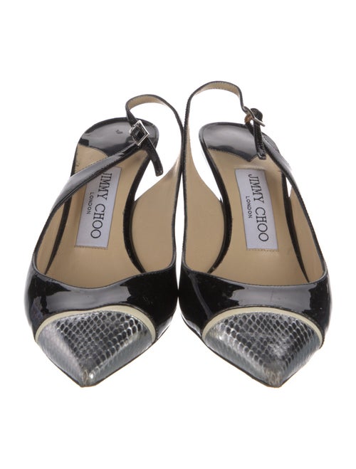 Jimmy Choo Patent Leather Colorblock Pattern Slingback Sandals