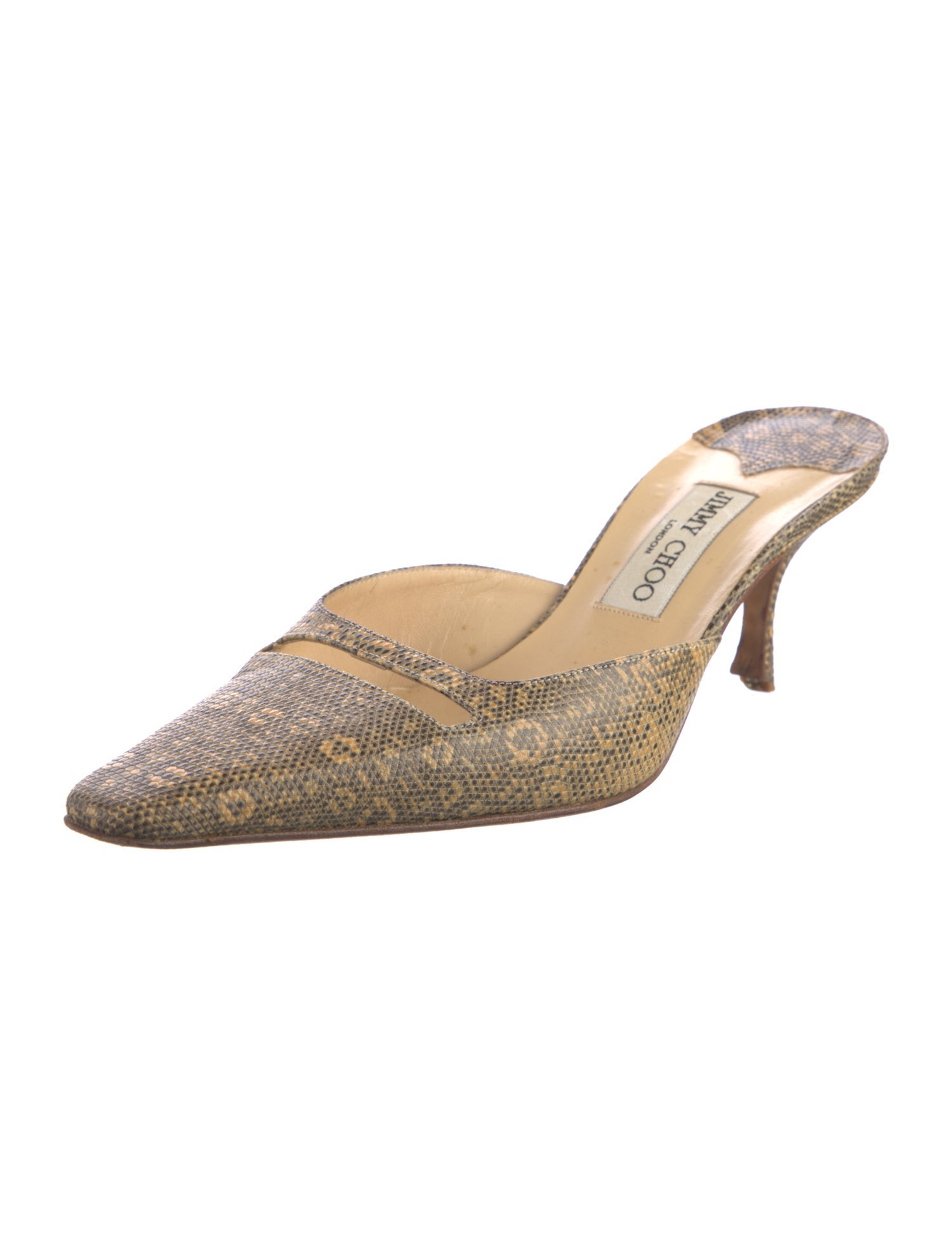 Jimmy Choo Leather Animal Print Mules