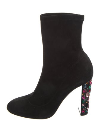 Jimmy Choo Suede Crystal Embellishments Sock Boots