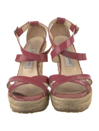 Jimmy Choo Patent Leather Colorblock Pattern Espadrilles