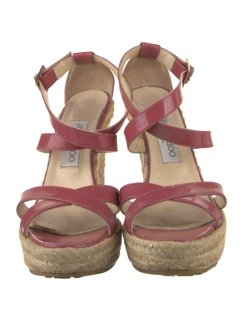 Jimmy Choo Patent Leather Colorblock Pattern Espadrilles