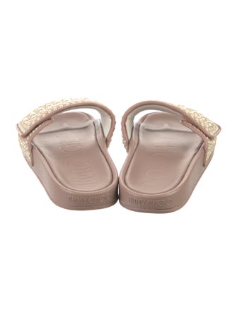 Jimmy Choo Leather Beaded Accents Slides
