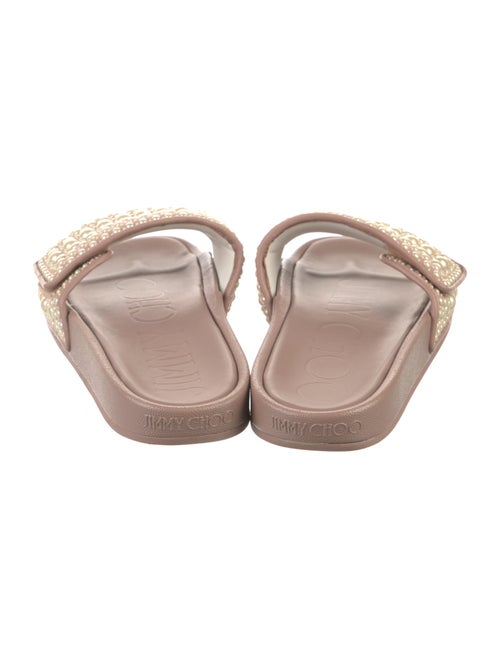 Jimmy Choo Leather Beaded Accents Slides