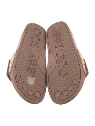 Jimmy Choo Leather Beaded Accents Slides