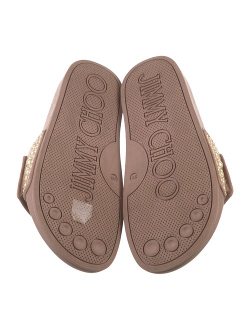 Jimmy Choo Leather Beaded Accents Slides