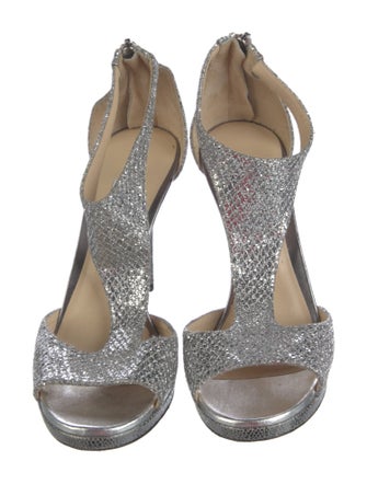 Jimmy Choo Glitter Animal Print T-Strap Pumps