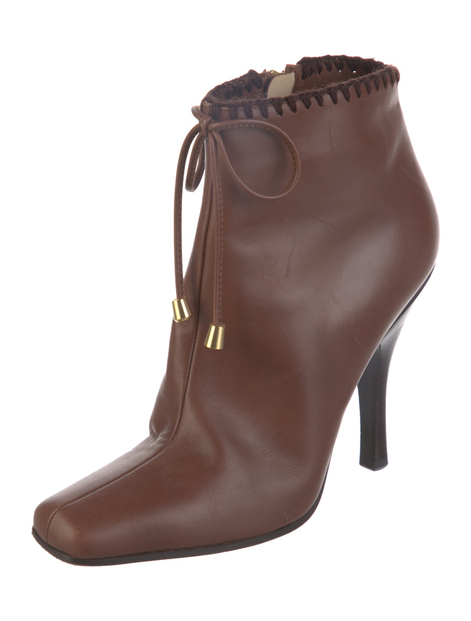 Jimmy Choo Embossed Leather Whipstitch Trim Lace-Up Boots