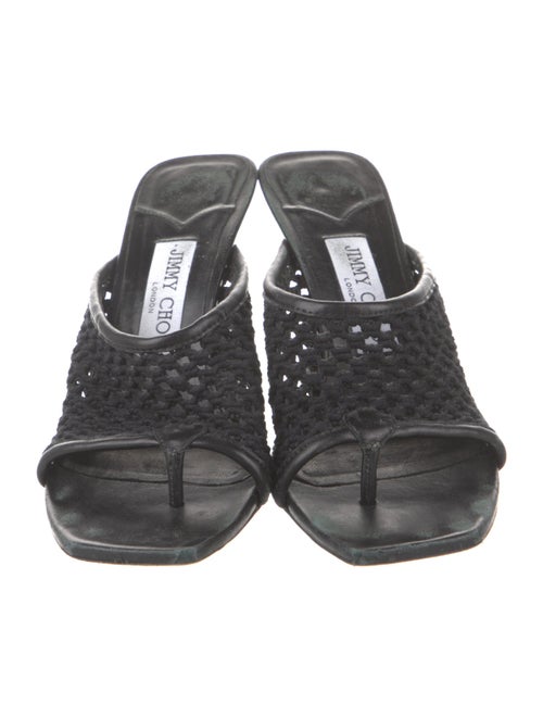 Jimmy Choo Leather Crochet Trim Slides