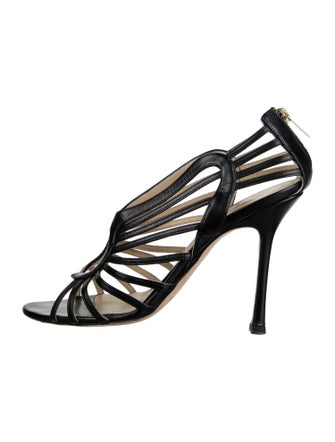 Jimmy Choo Leather Cutout Accent Slingback Sandals