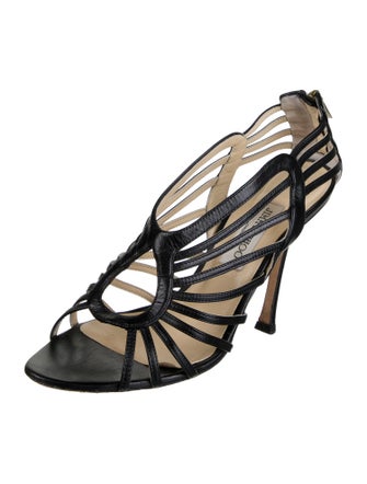 Jimmy Choo Leather Cutout Accent Slingback Sandals